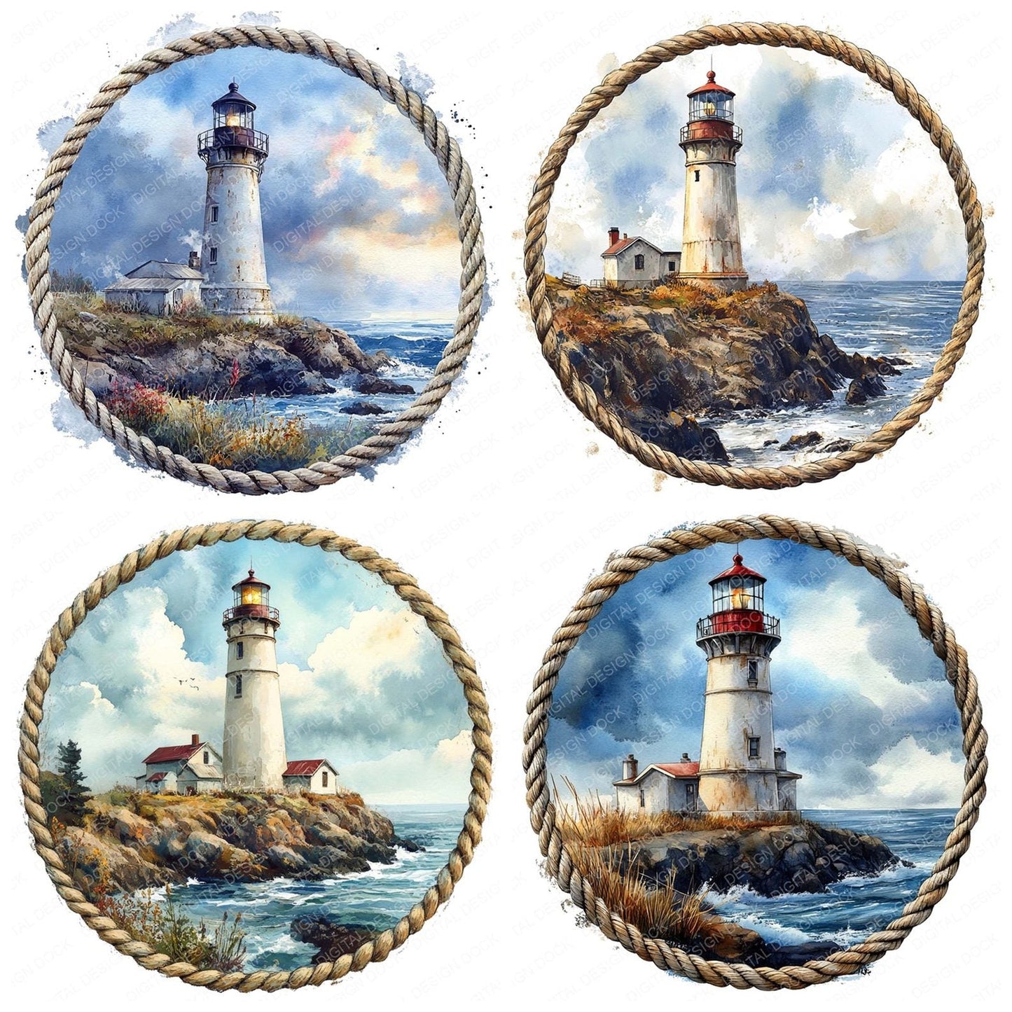 Lighthouse Rope Design Clipart Set (DDD005965)