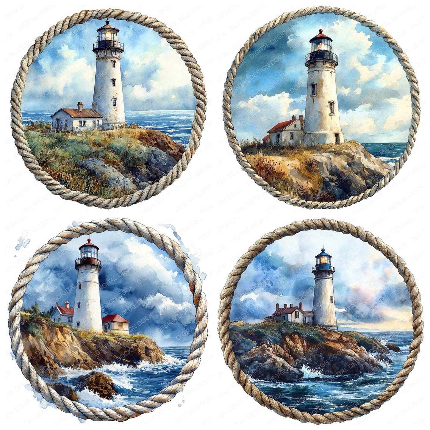 Lighthouse Rope Design Clipart Set (DDD005965)