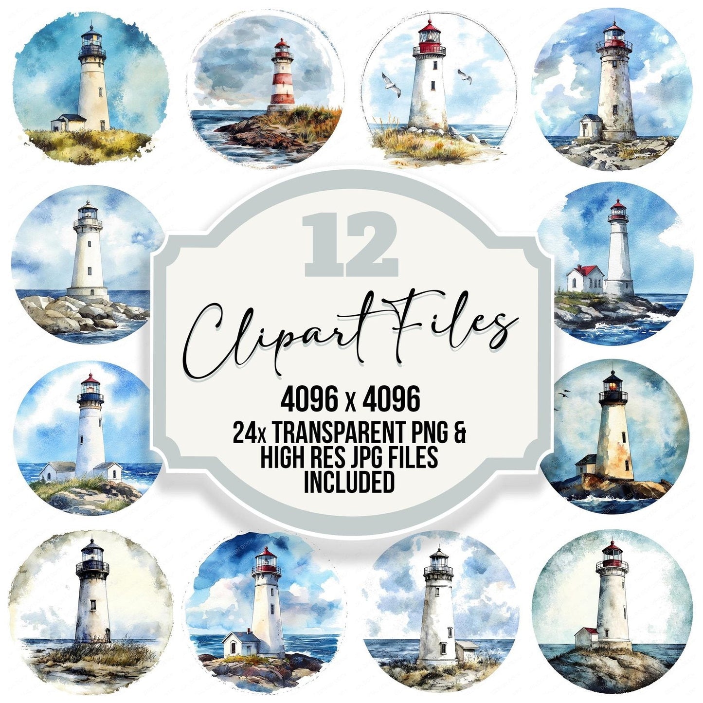 Lighthouse Round Design Clipart Set (DDD005966)