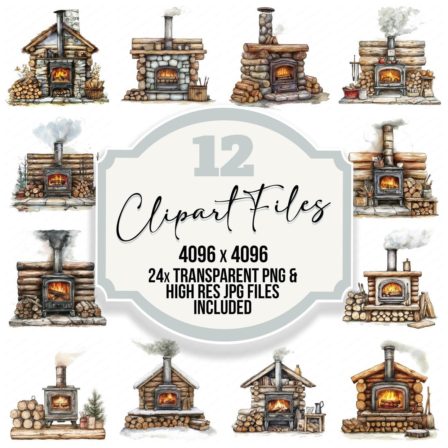Log Burner Fire Clipart Set (DDD005979)