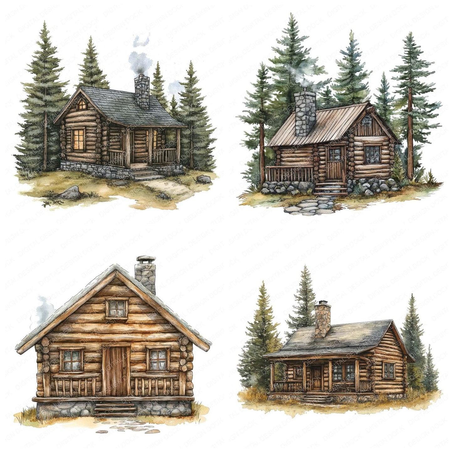 Log Cabin Clipart Set (DDD005980)