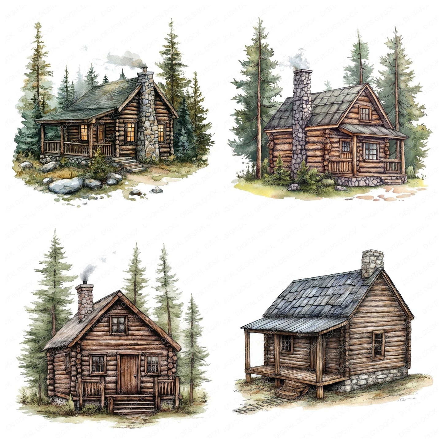 Log Cabin Clipart Set (DDD005980)