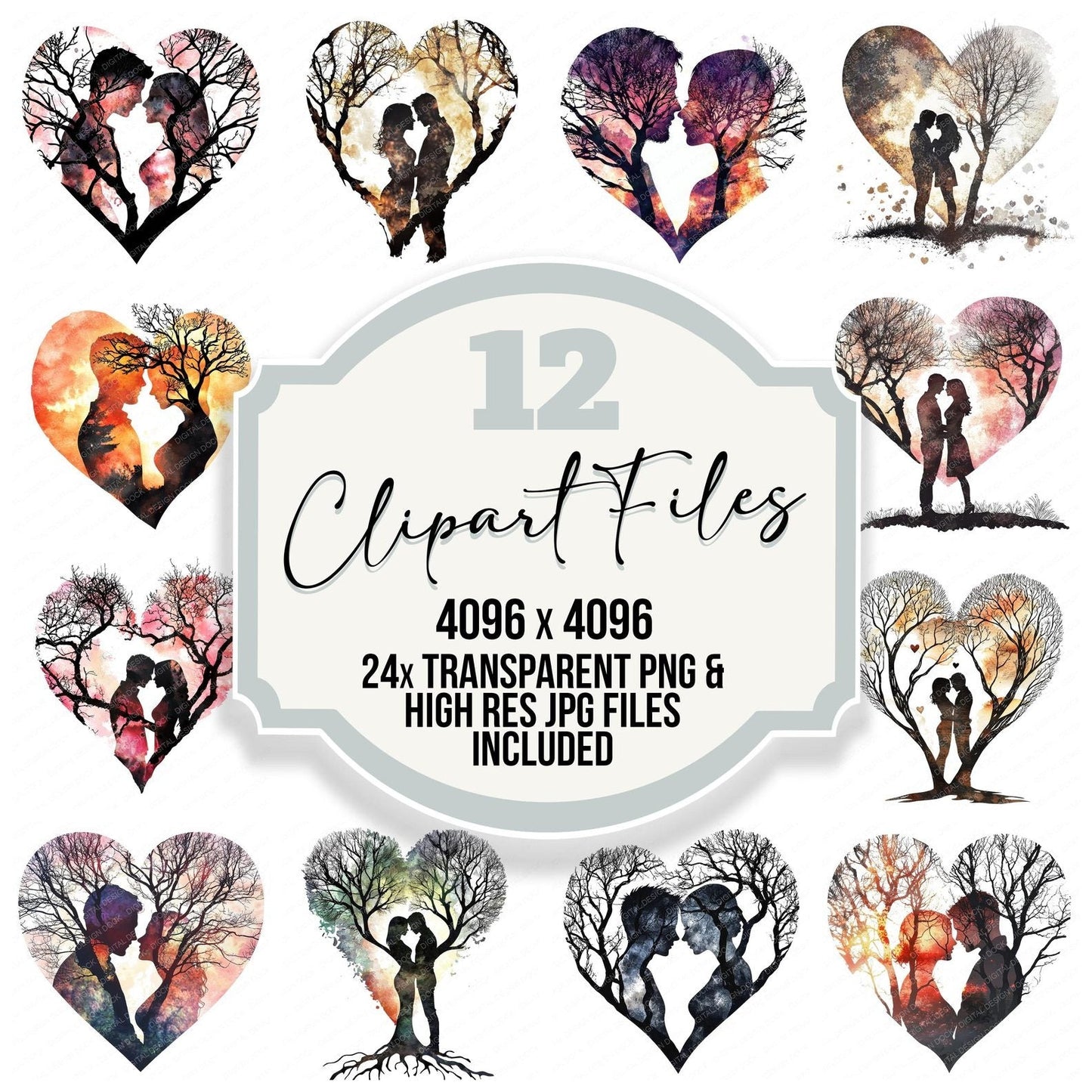 Love Couple Tree Clipart Set (DDD005982)
