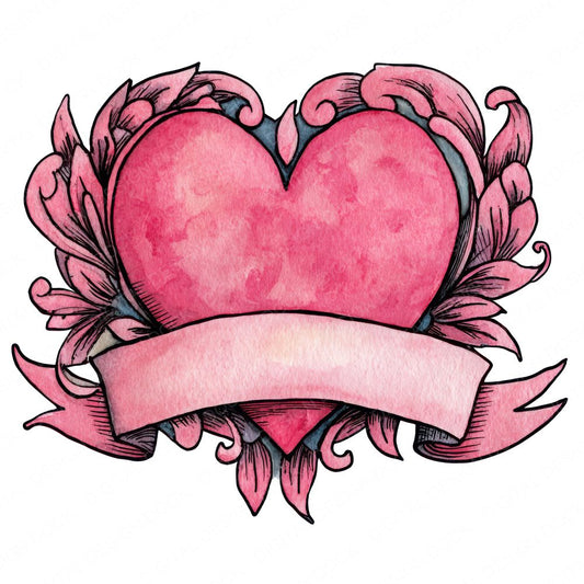 Love Heart with Blank Scroll Banner Clipart Set (DDD005986)