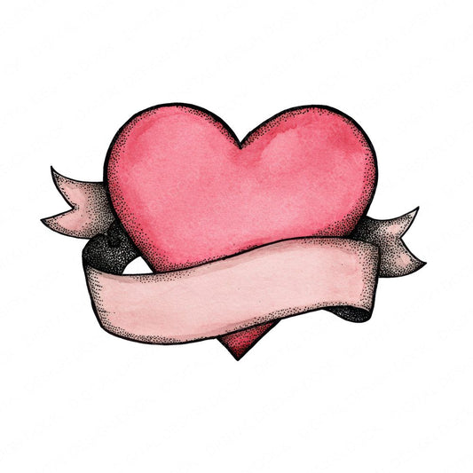 Love Heart with Blank Scroll Banner Clipart Set (DDD005986)