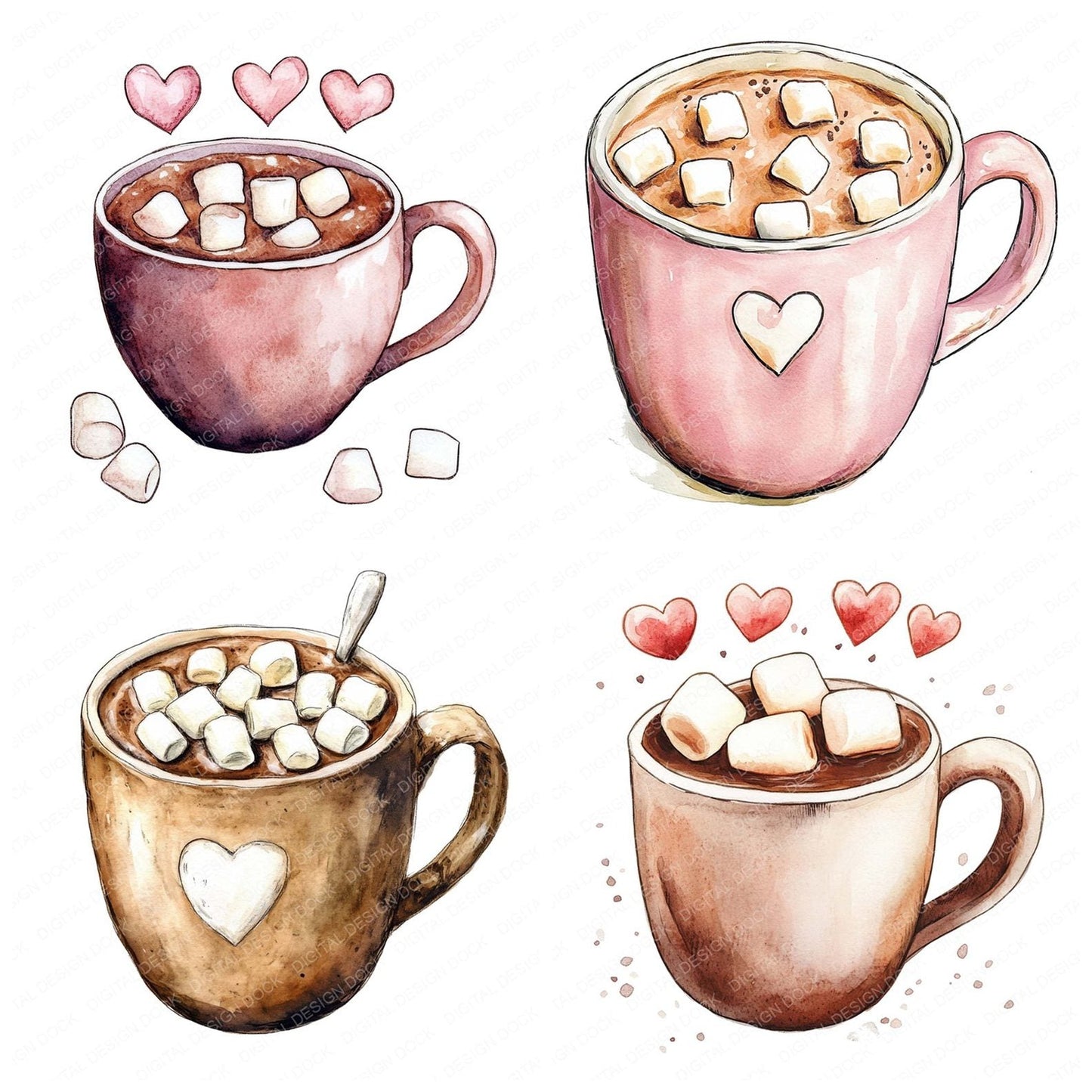 Love Hot Chocolate Mug Clipart Set (DDD005987)