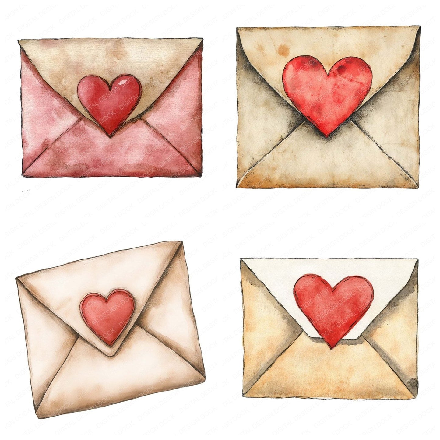 Love Letter Envelope Clipart Set (DDD005988)