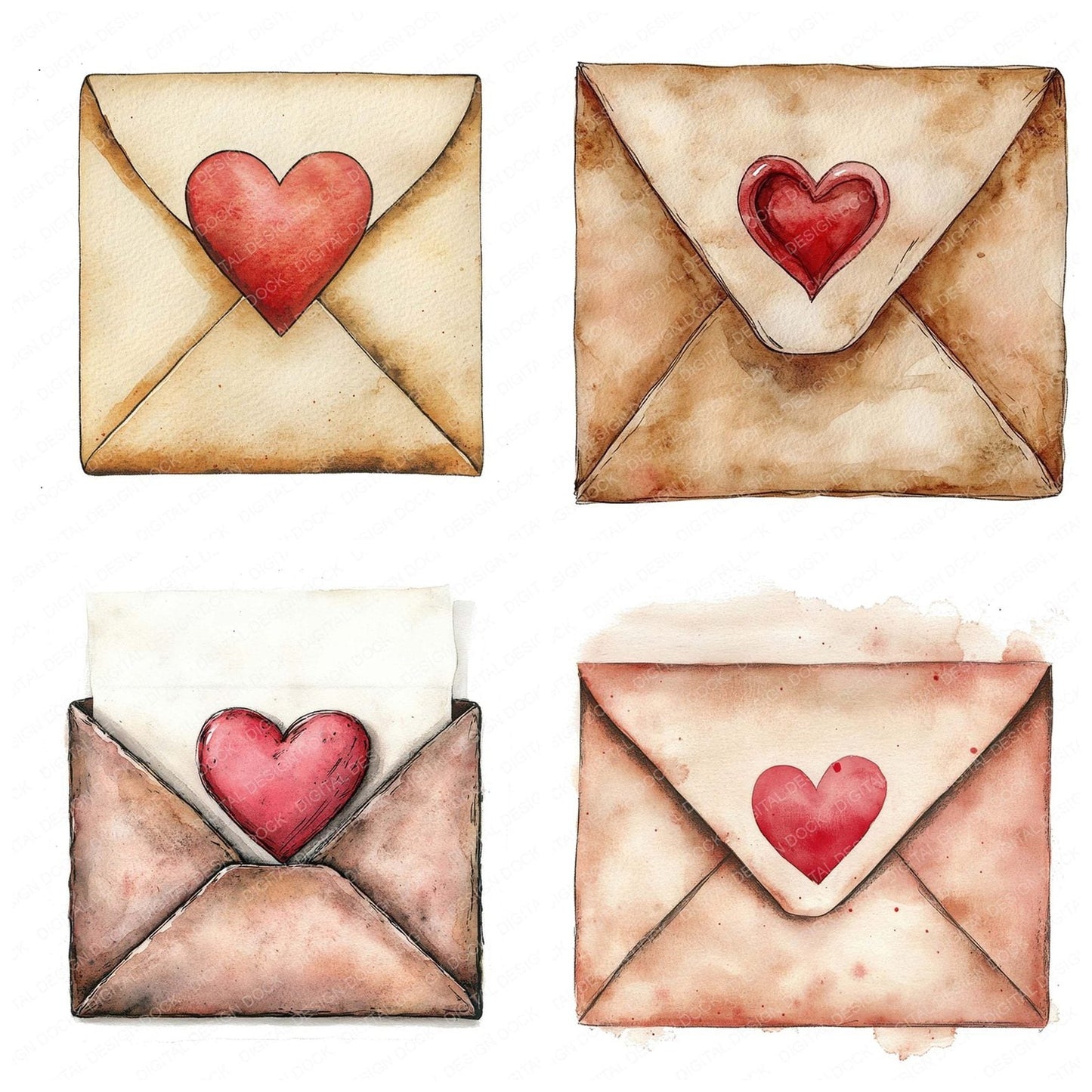 Love Letter Envelope Clipart Set (DDD005988)