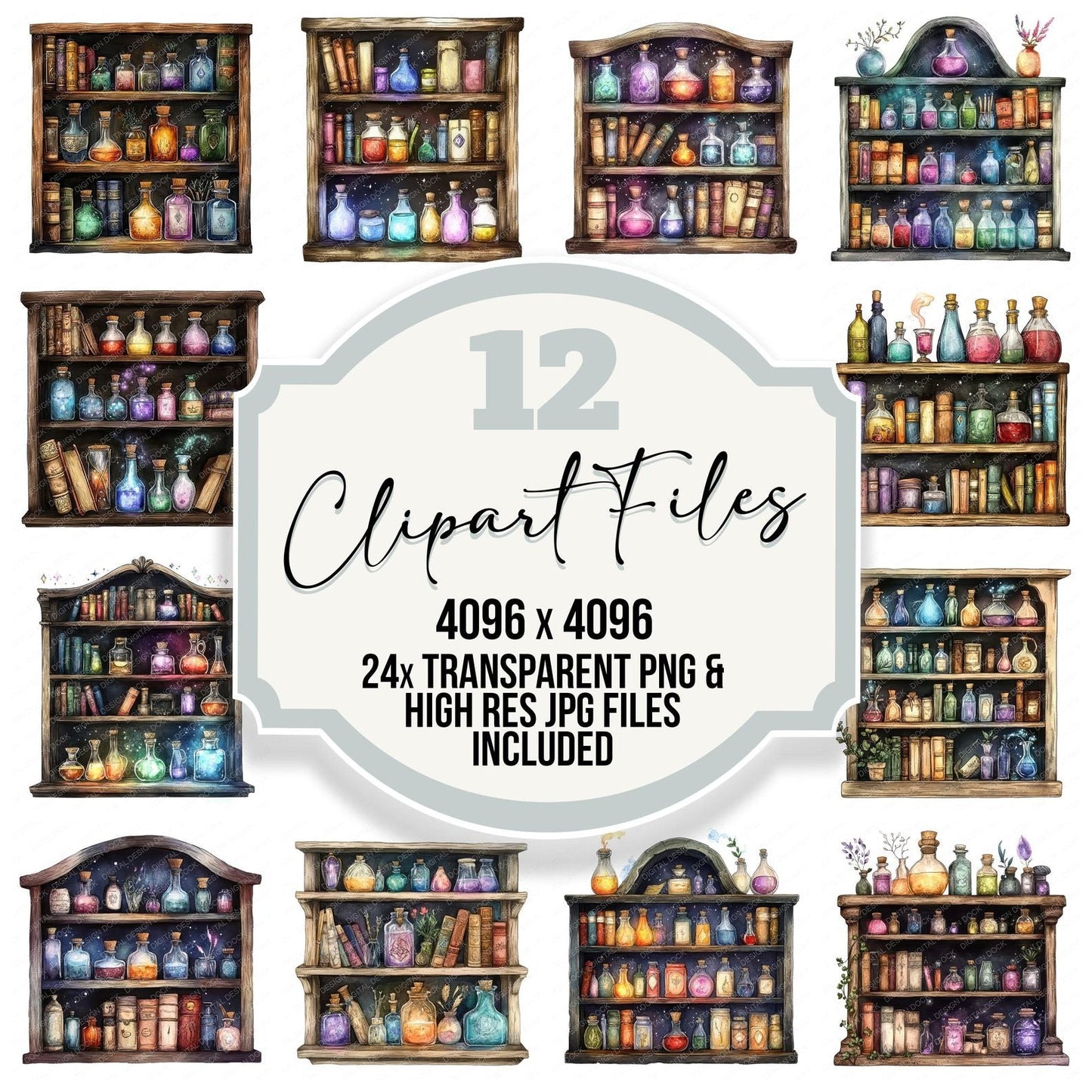 Magic Bookshelf Clipart Set (DDD005994)