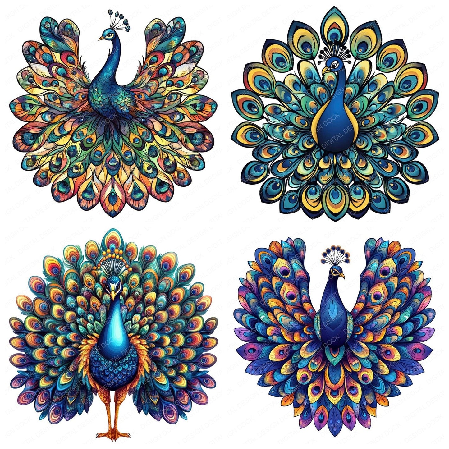 Majestic Peacock Clipart Set (DDD006008)