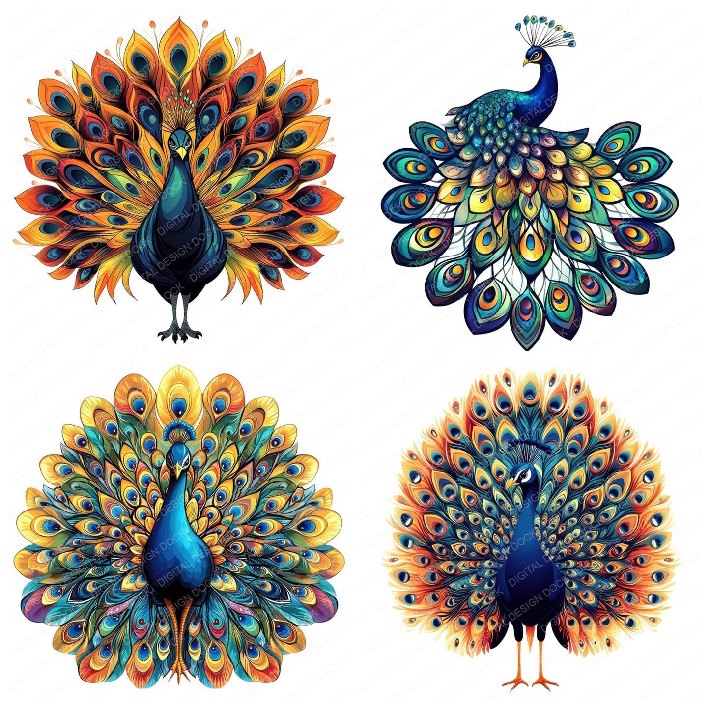 Majestic Peacock Clipart Set (DDD006008)
