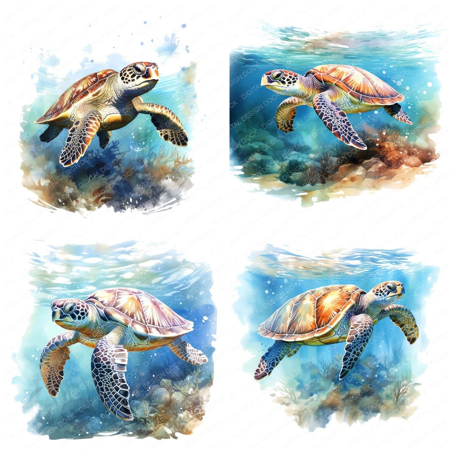Majestic Sea Turtles Clipart Set (DDD006009)