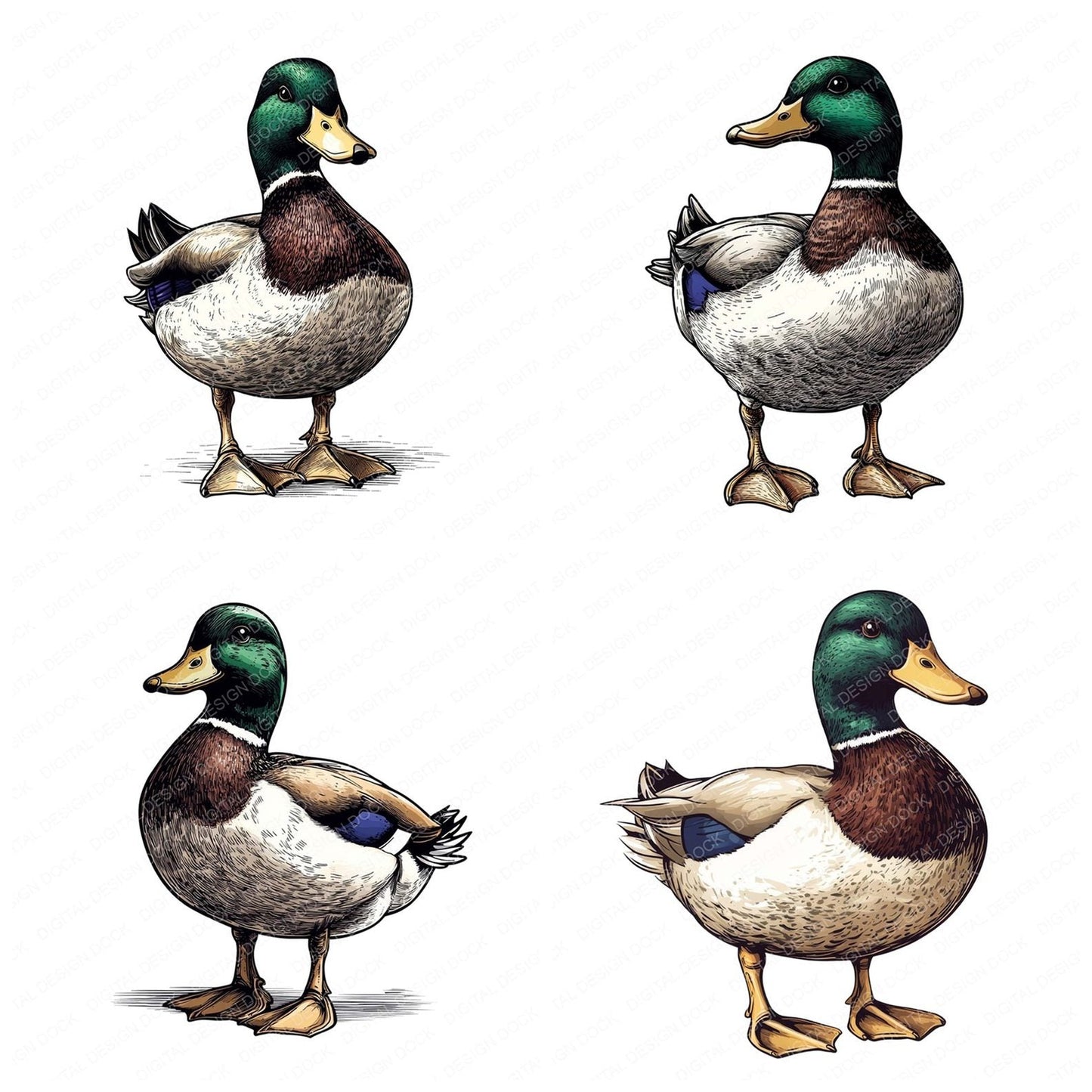Mallard Duck Illustration Clipart Set (DDD006010)