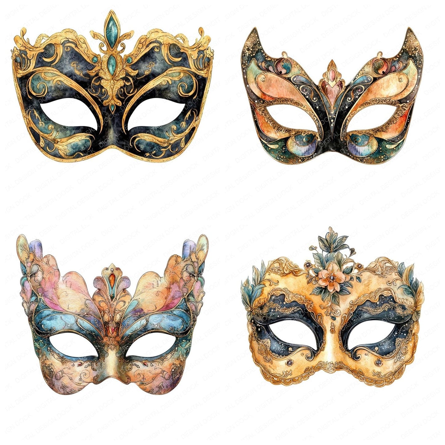 Masquerade Mask Clipart Set (DDD006025)