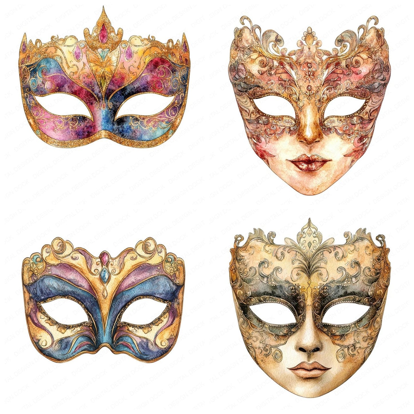 Masquerade Mask Clipart Set (DDD006025)
