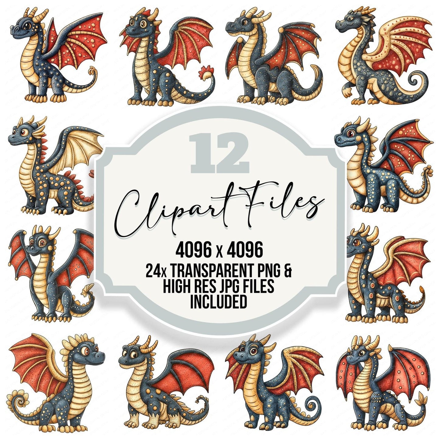 Medieval Dragon Cartoon Clipart Set (DDD006030)