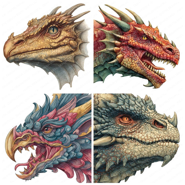 Medieval Dragon Head Clipart Set – The Digital Design Dock