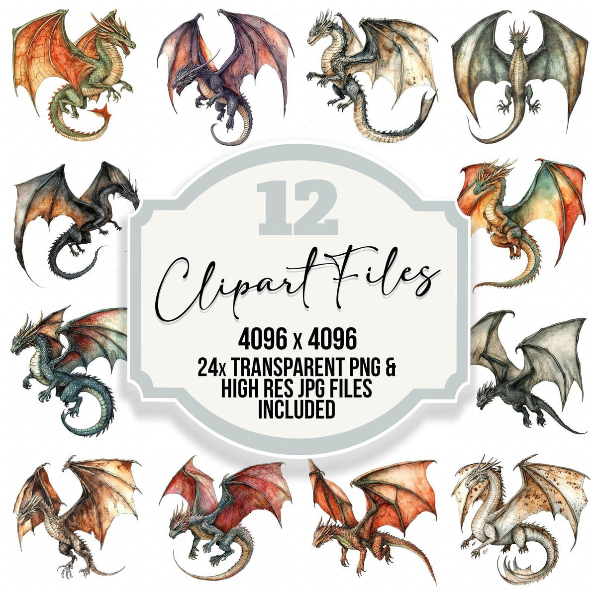 Medieval Flying Dragon Clipart Set – The Digital Design Dock