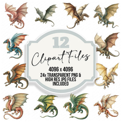 Medieval Flying Dragon Clipart Set (DDD006036)