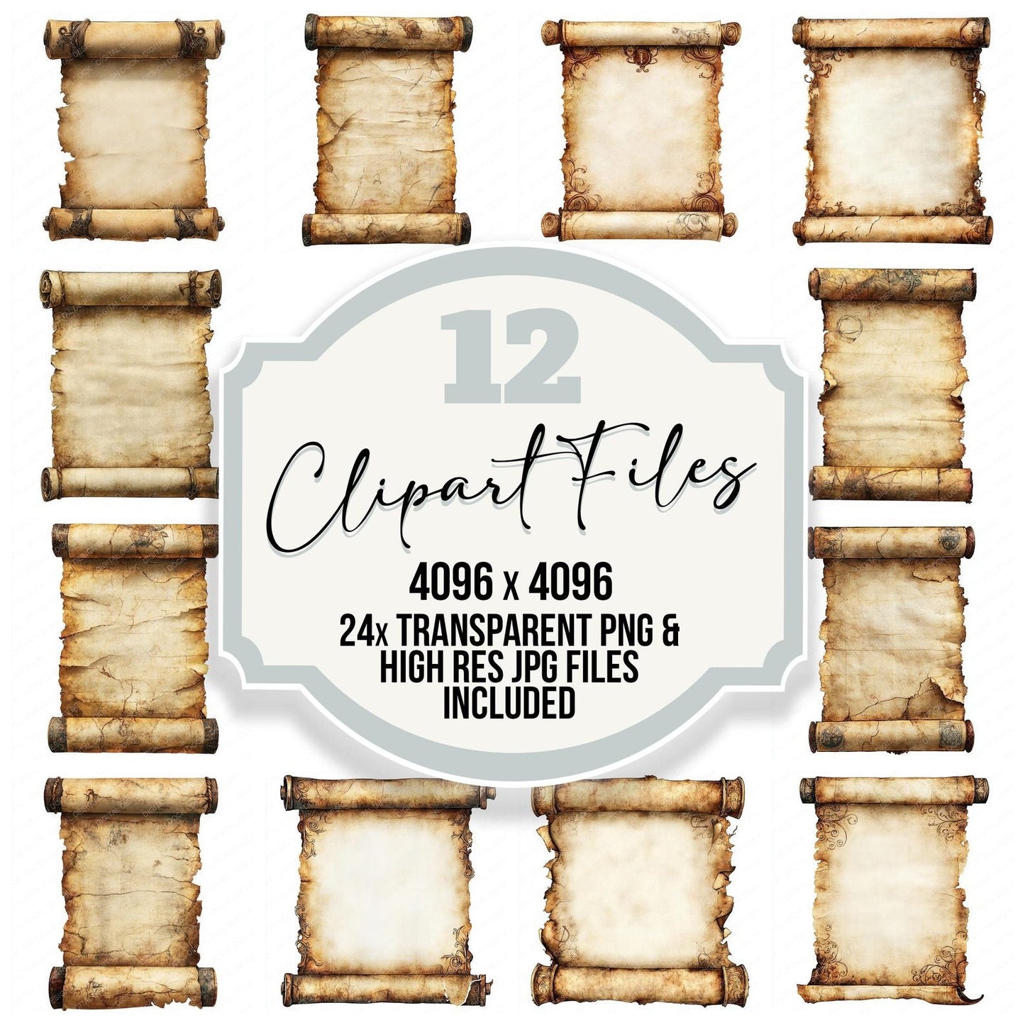 Medieval Paper Scroll Clipart Set (DDD006039)