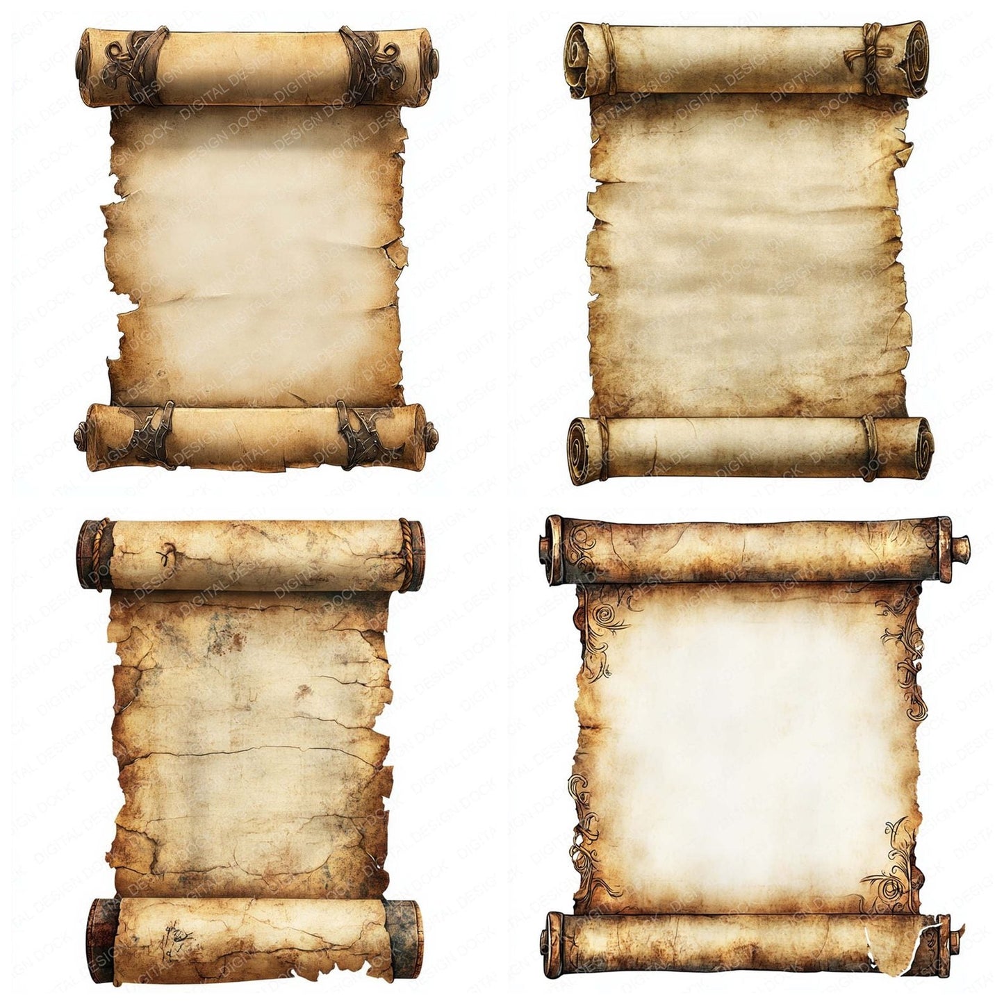 Medieval Paper Scroll Clipart Set (DDD006039)