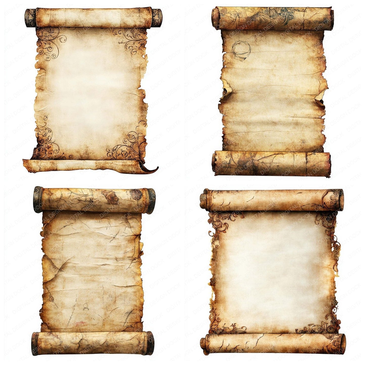 Medieval Paper Scroll Clipart Set (DDD006039)