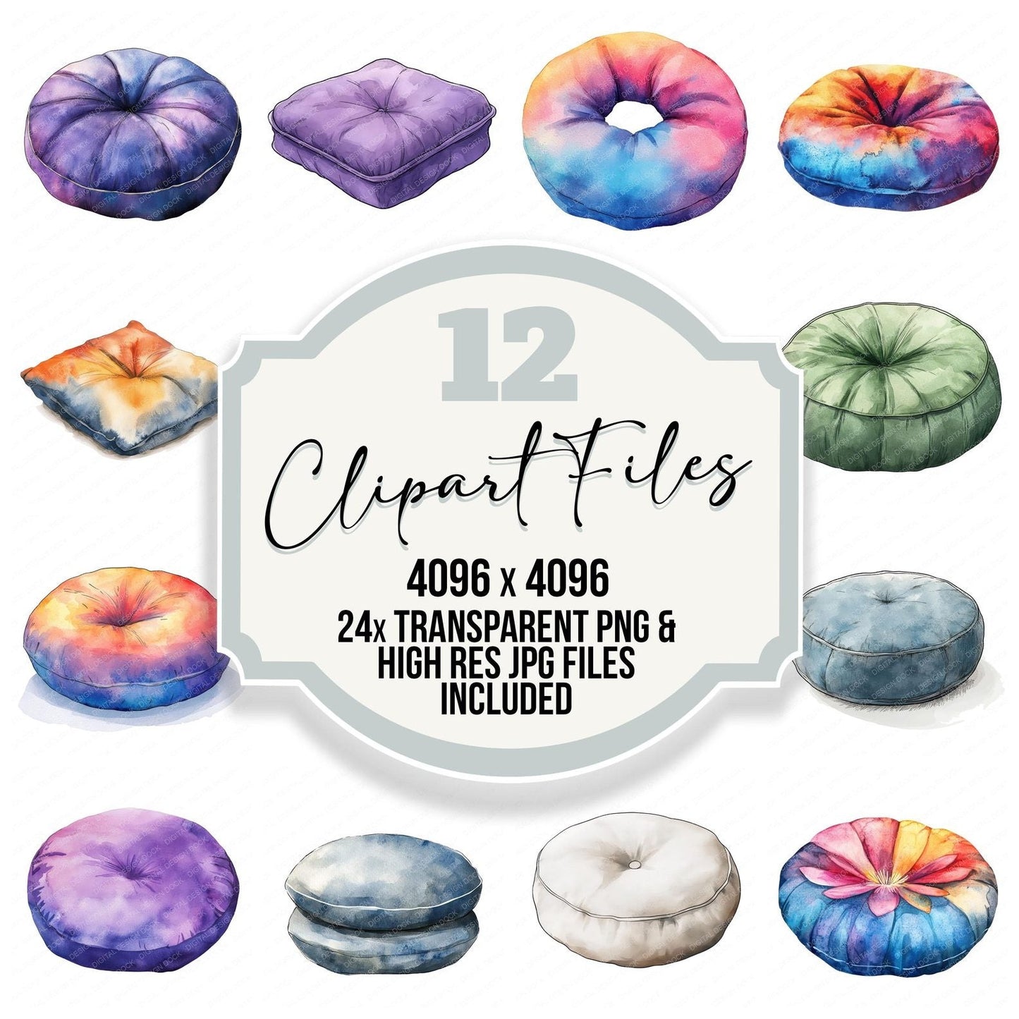 Meditation Cushion Clipart Set (DDD006040)