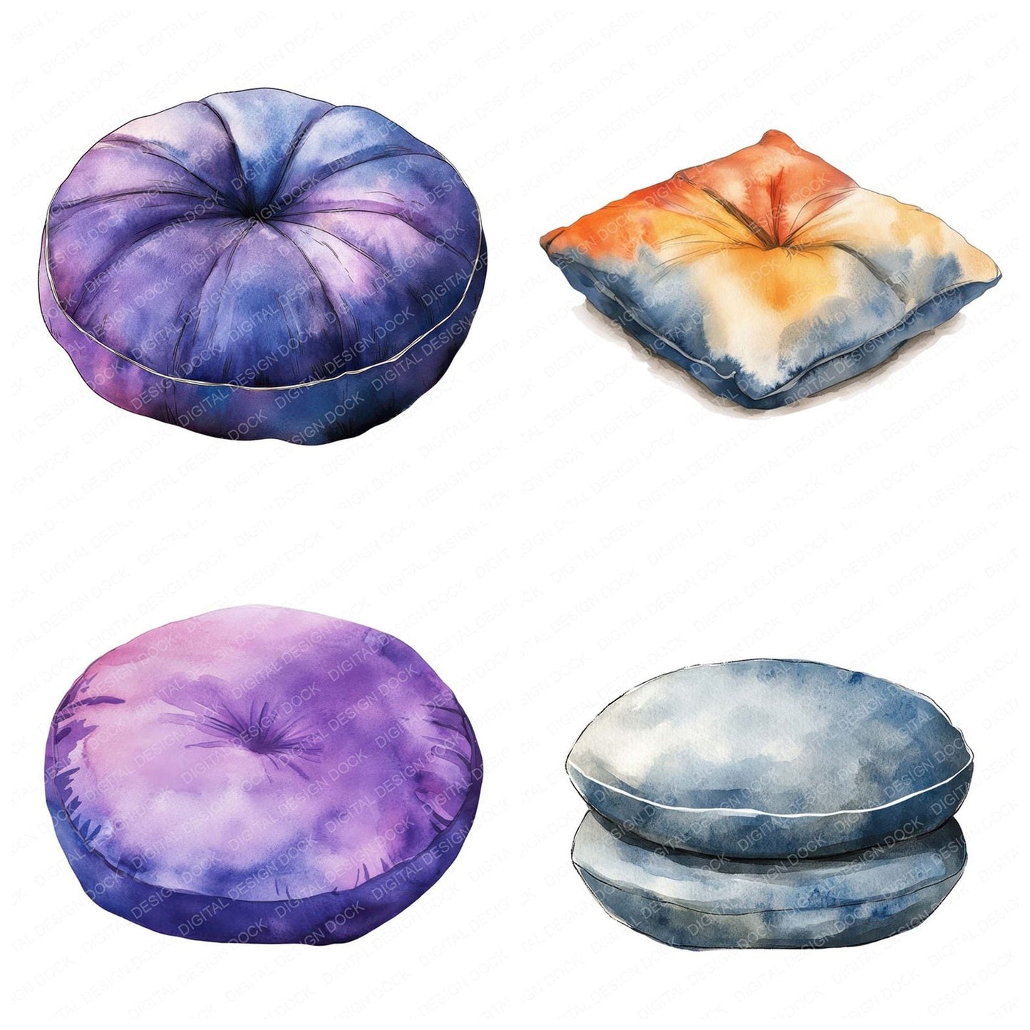 Meditation Cushion Clipart Set (DDD006040)