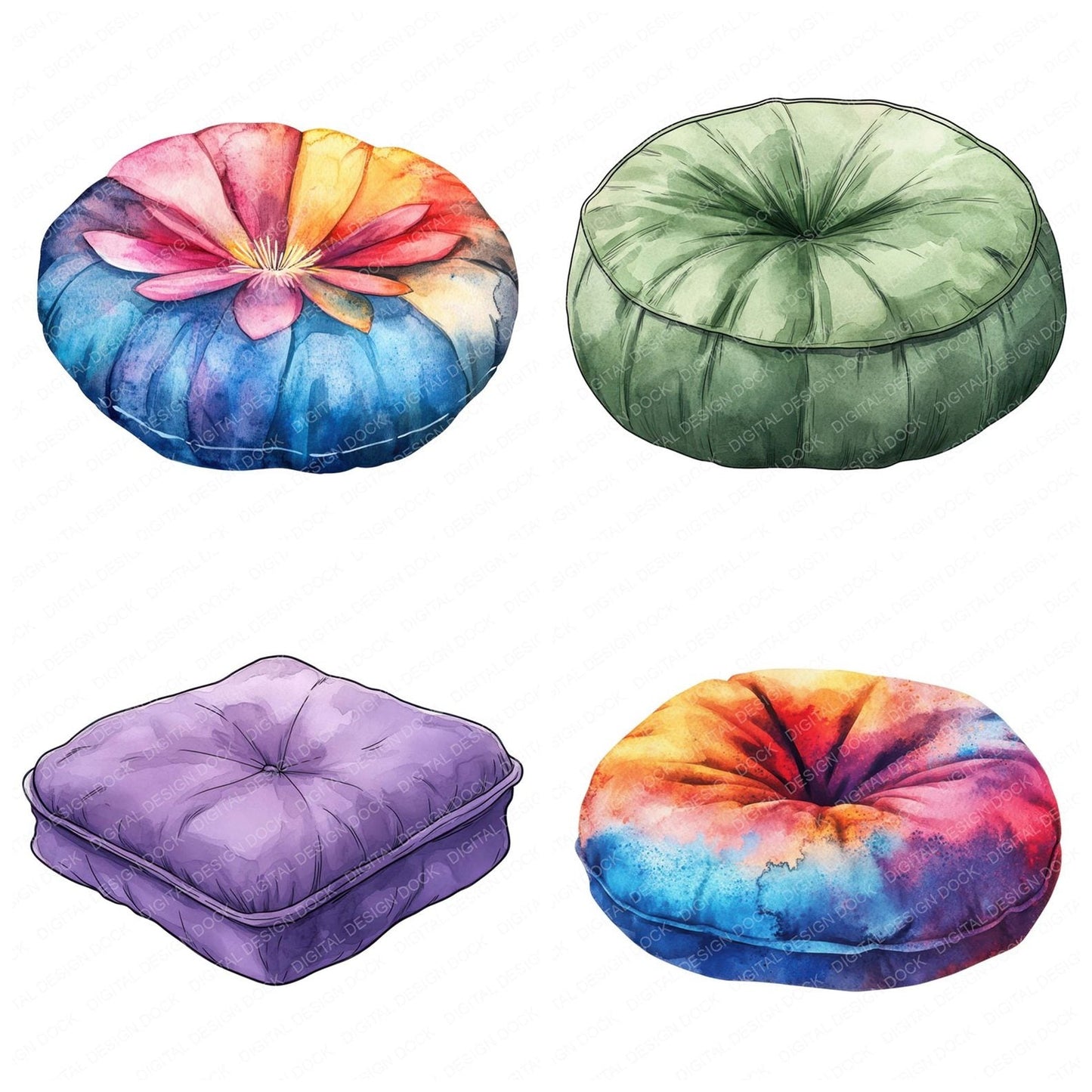 Meditation Cushion Clipart Set (DDD006040)
