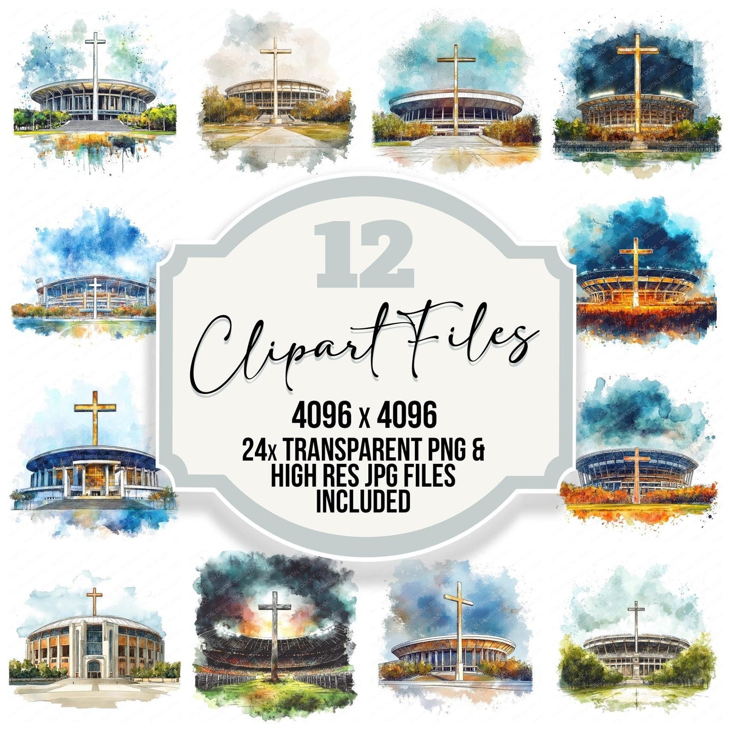 Mega Church Stadium Clipart Set (DDD006041)