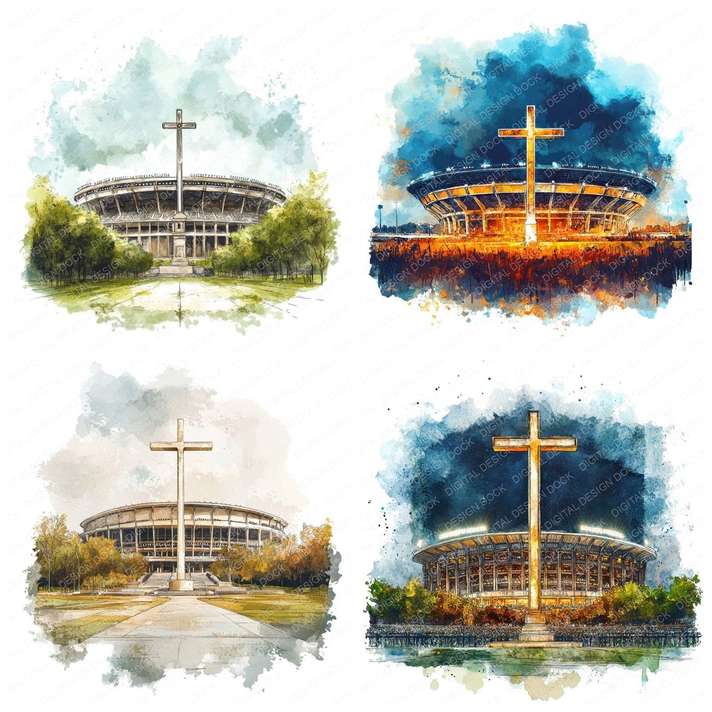 Mega Church Stadium Clipart Set (DDD006041)
