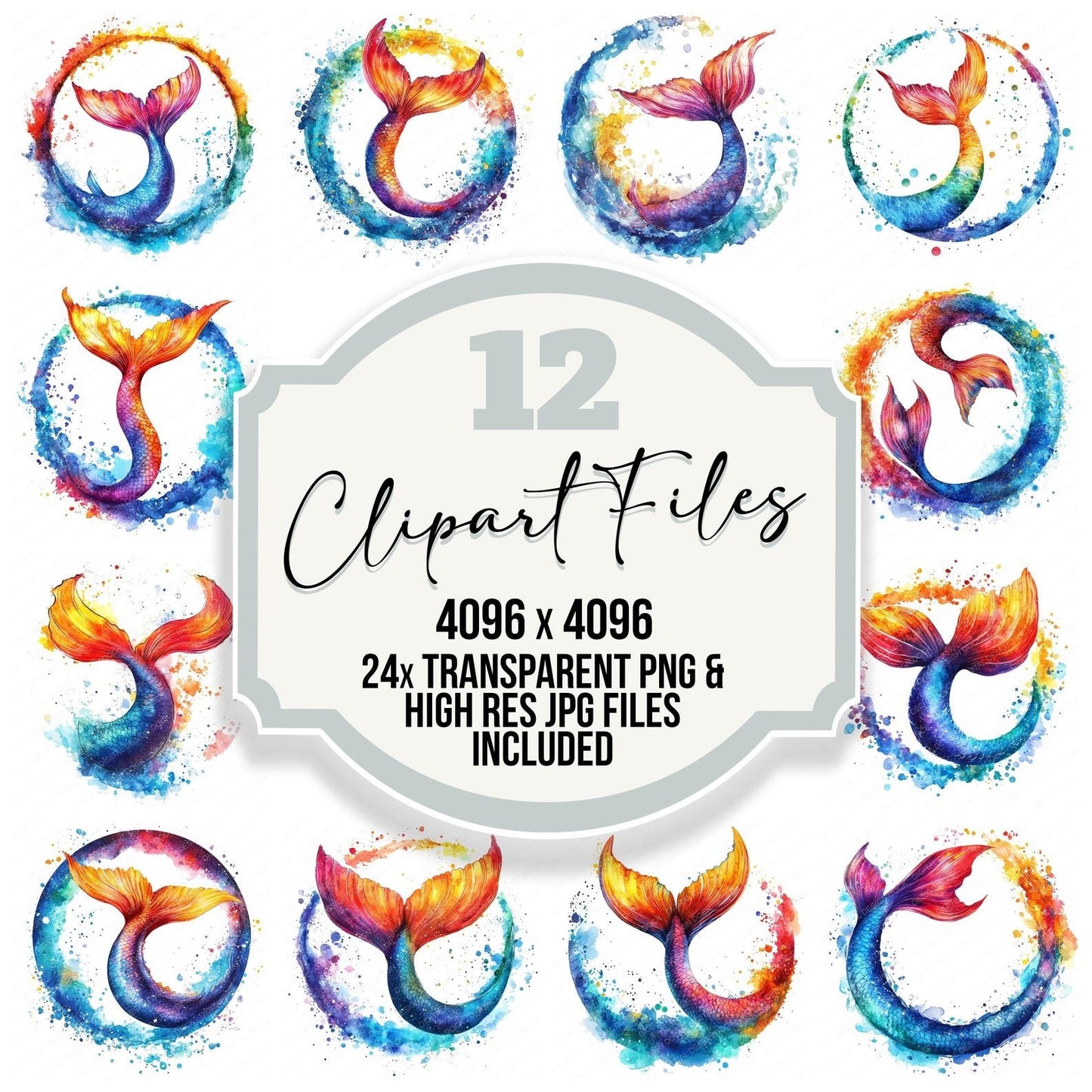 Mermaid Tail Design Clipart Set (DDD006042)