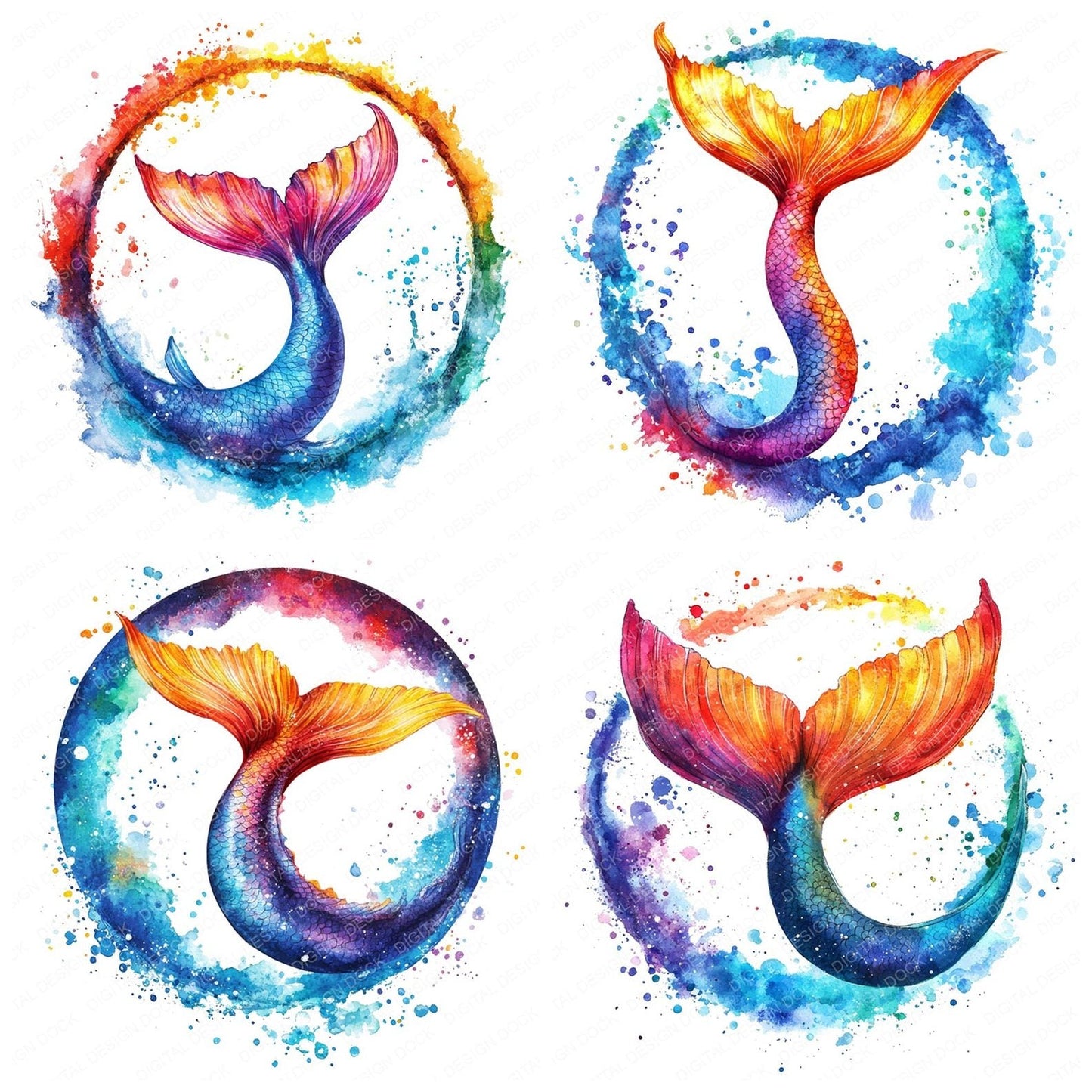 Mermaid Tail Design Clipart Set (DDD006042)