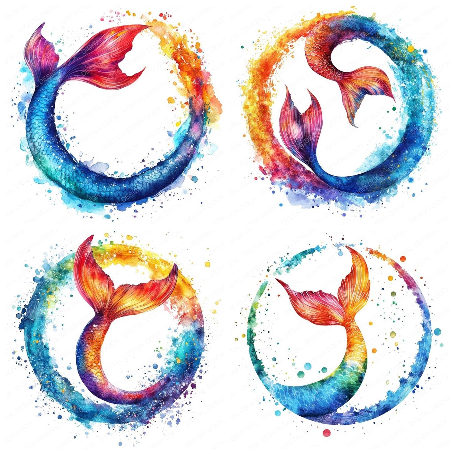 Mermaid Tail Design Clipart Set (DDD006042)