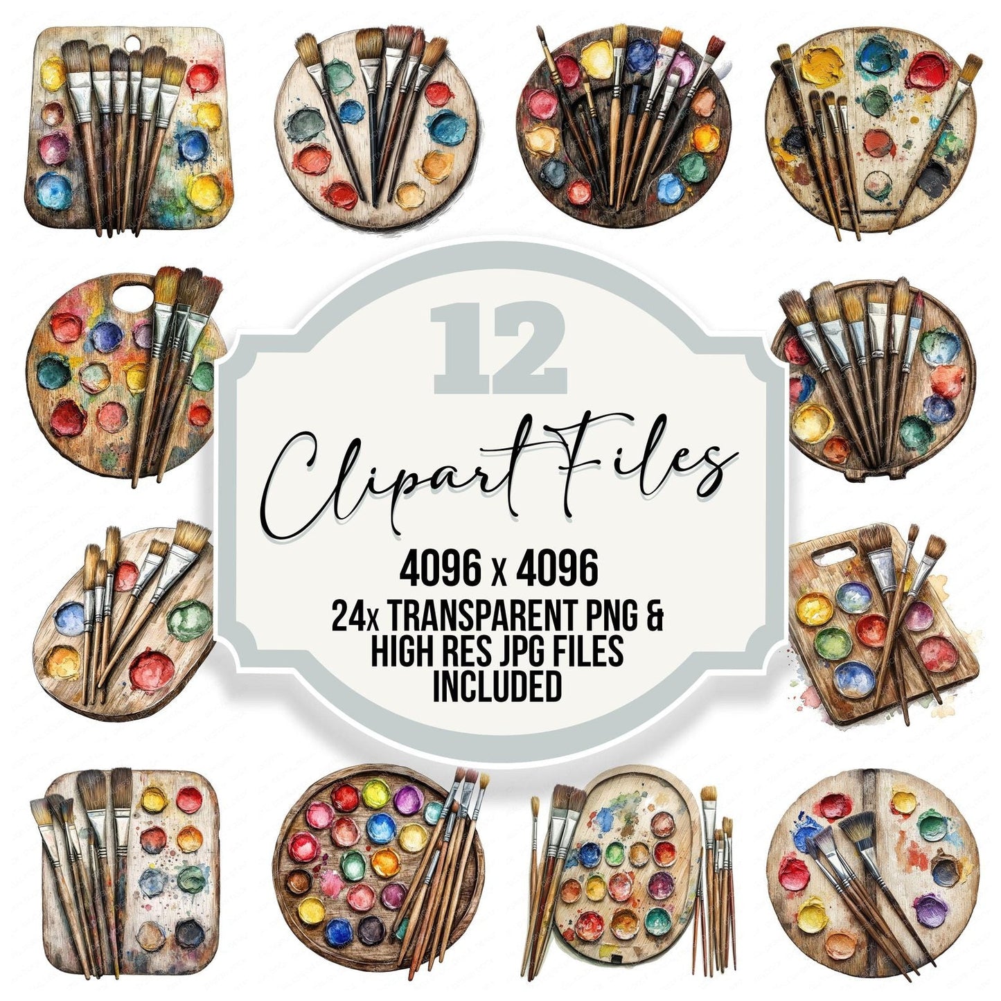 Messy Painters Palette Clipart Set (DDD006045)