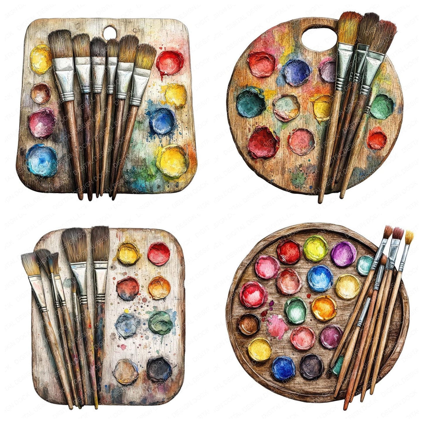 Messy Painters Palette Clipart Set (DDD006045)