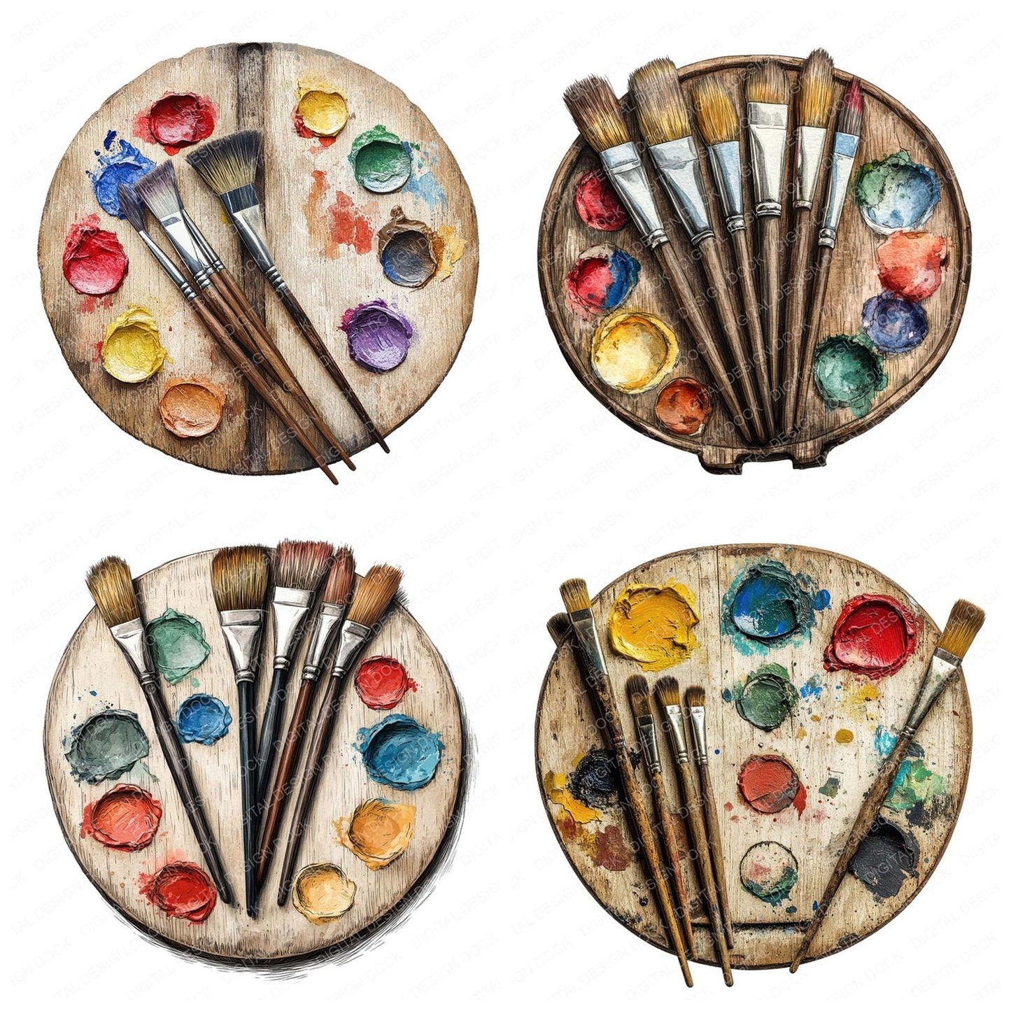 Messy Painters Palette Clipart Set (DDD006045)