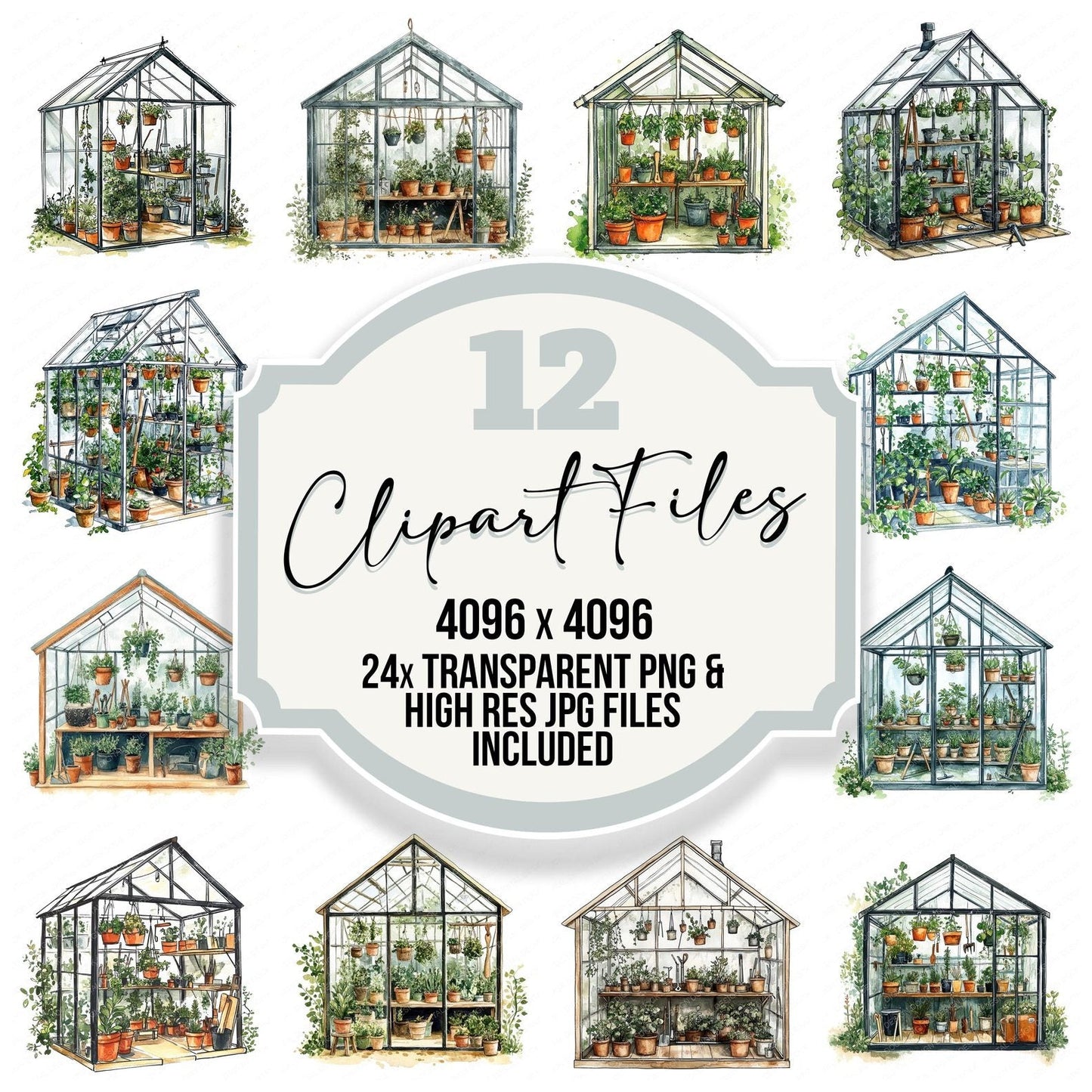 Mini Greenhouse Interior Clipart Set (DDD006052)
