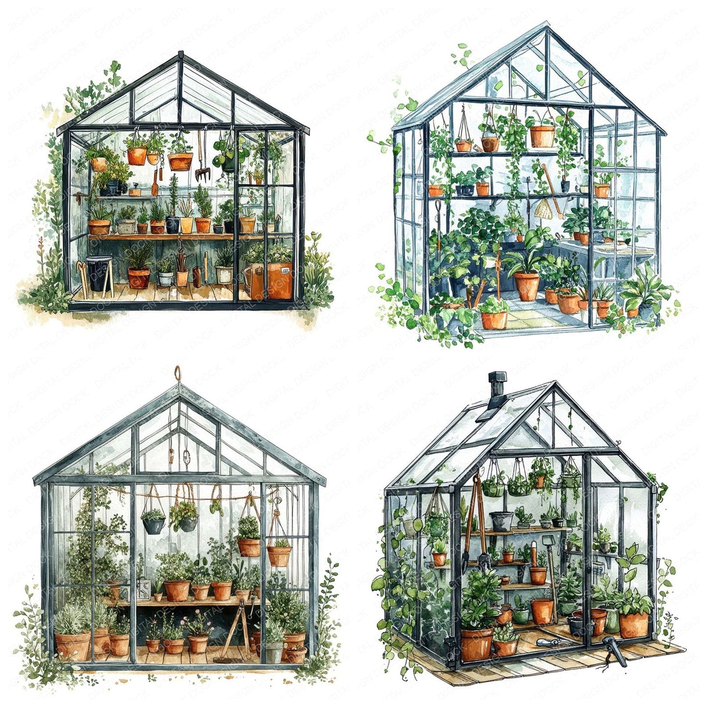 Mini Greenhouse Interior Clipart Set (DDD006052)