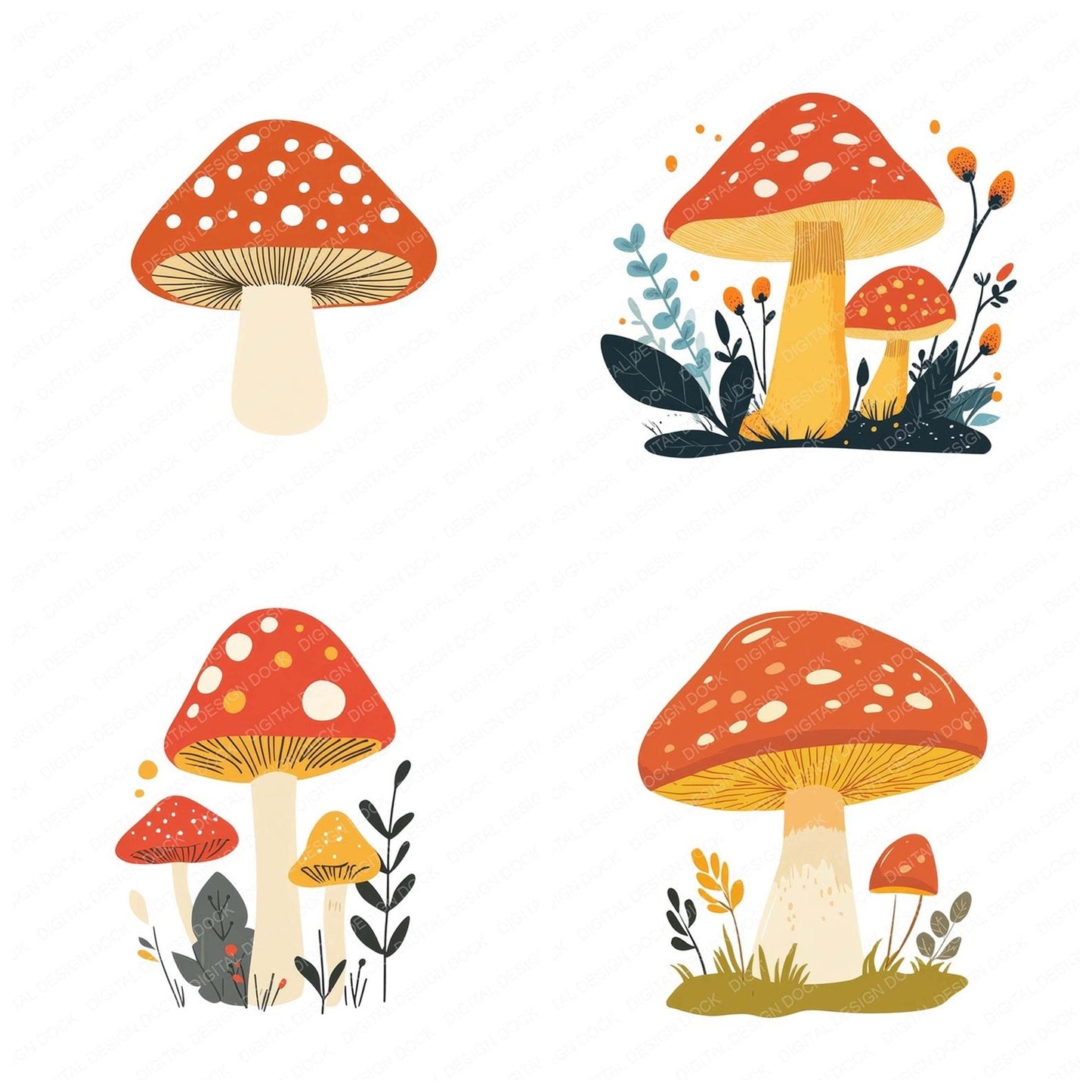Minimal Mushroom Clipart Set (DDD006066)