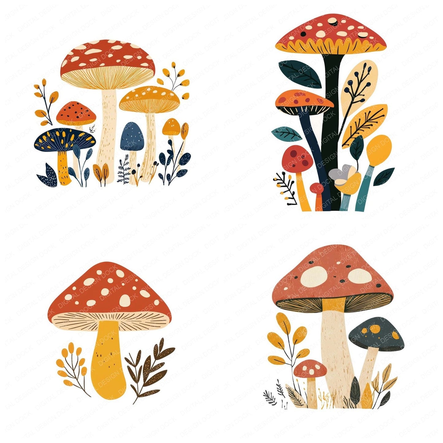 Minimal Mushroom Clipart Set (DDD006066)