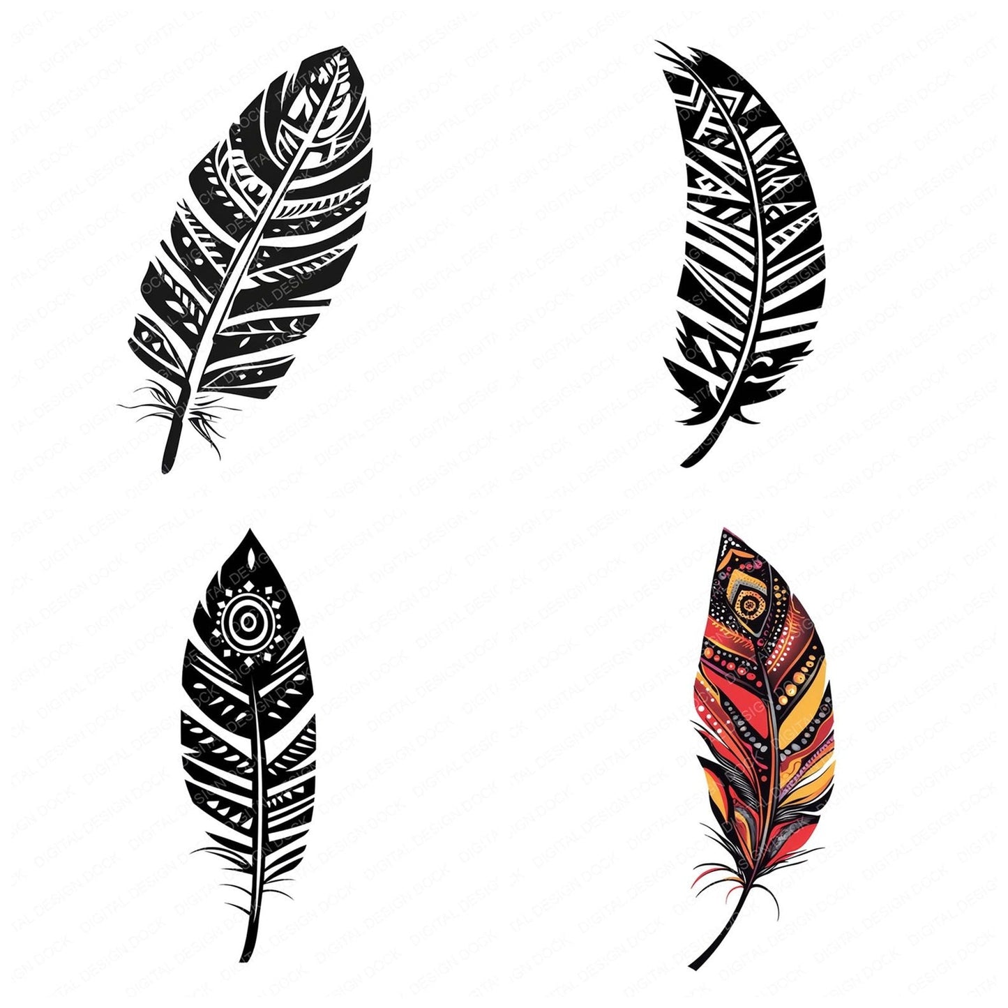 Minimal Tribal Feather Clipart Set (DDD006068)