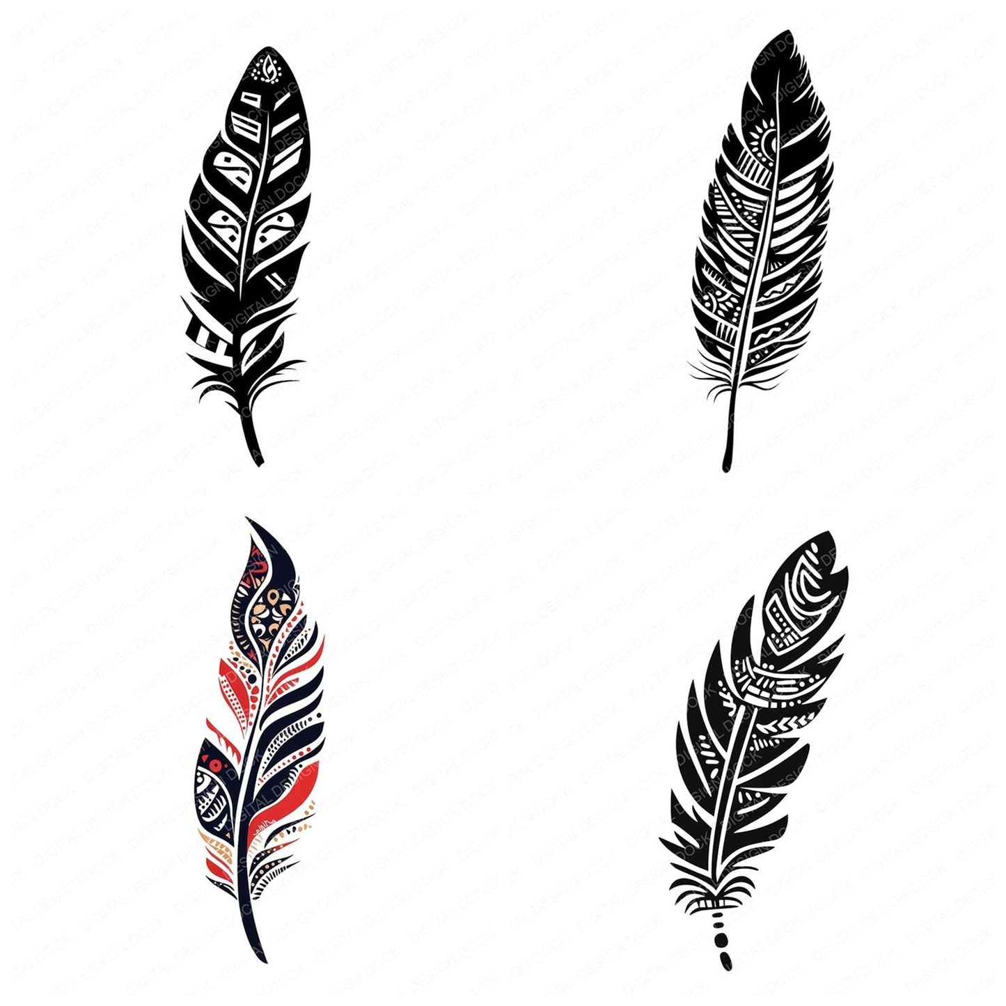Minimal Tribal Feather Clipart Set (DDD006068)