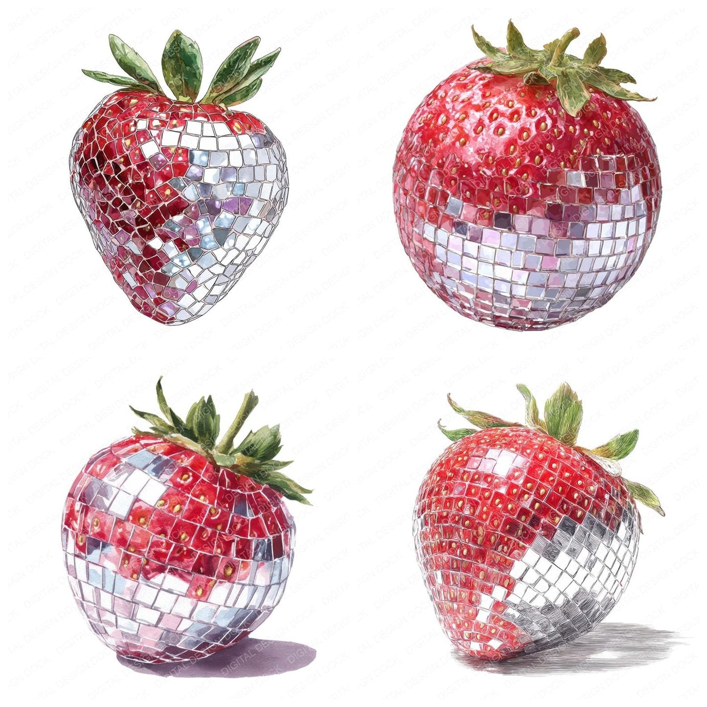 Mirrorball Strawberry Clipart Set (DDD006079)