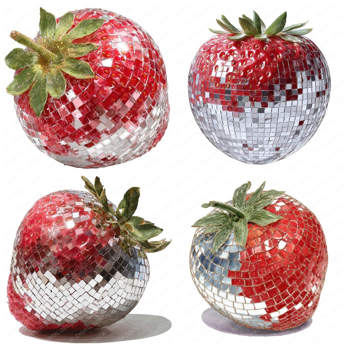 Mirrorball Strawberry Clipart Set (DDD006079)
