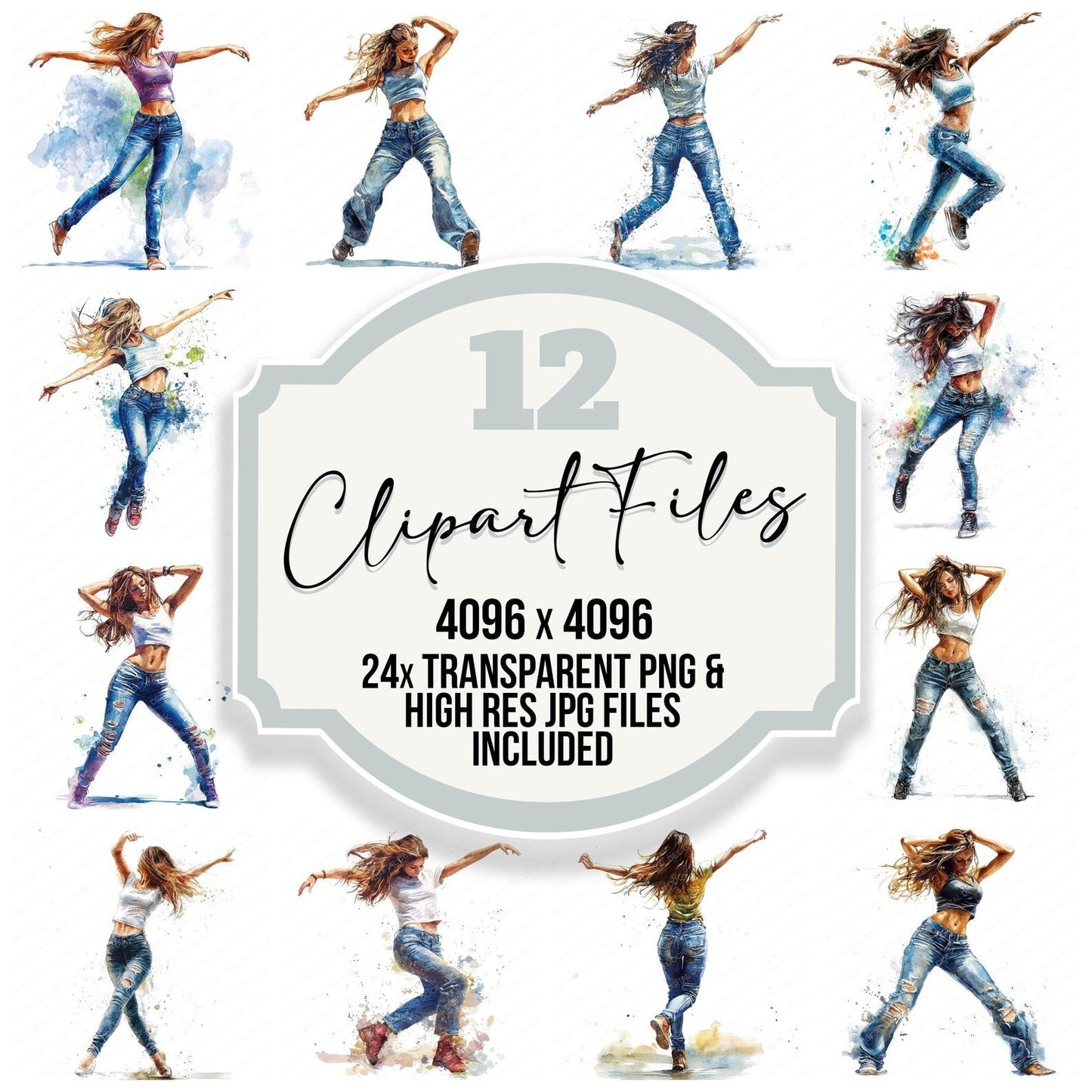 Modern Dancing Woman Clipart Set (DDD006081)