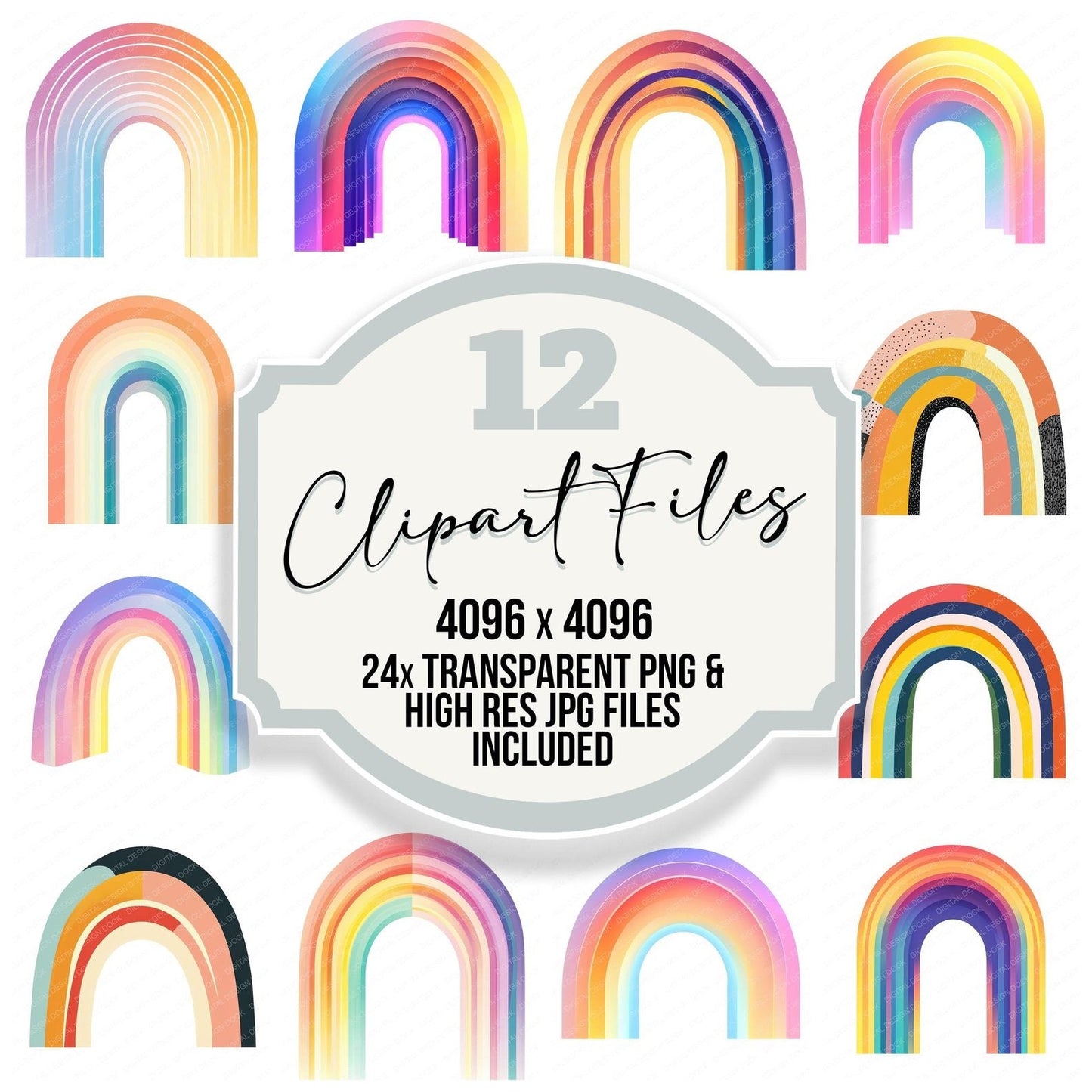 Modern Rainbow Arch Clipart Set (DDD006084)