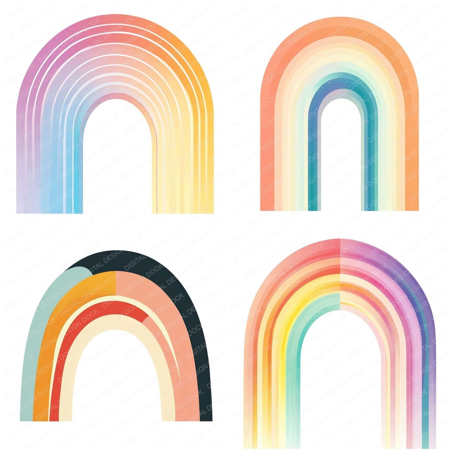 Modern Rainbow Arch Clipart Set (DDD006084)
