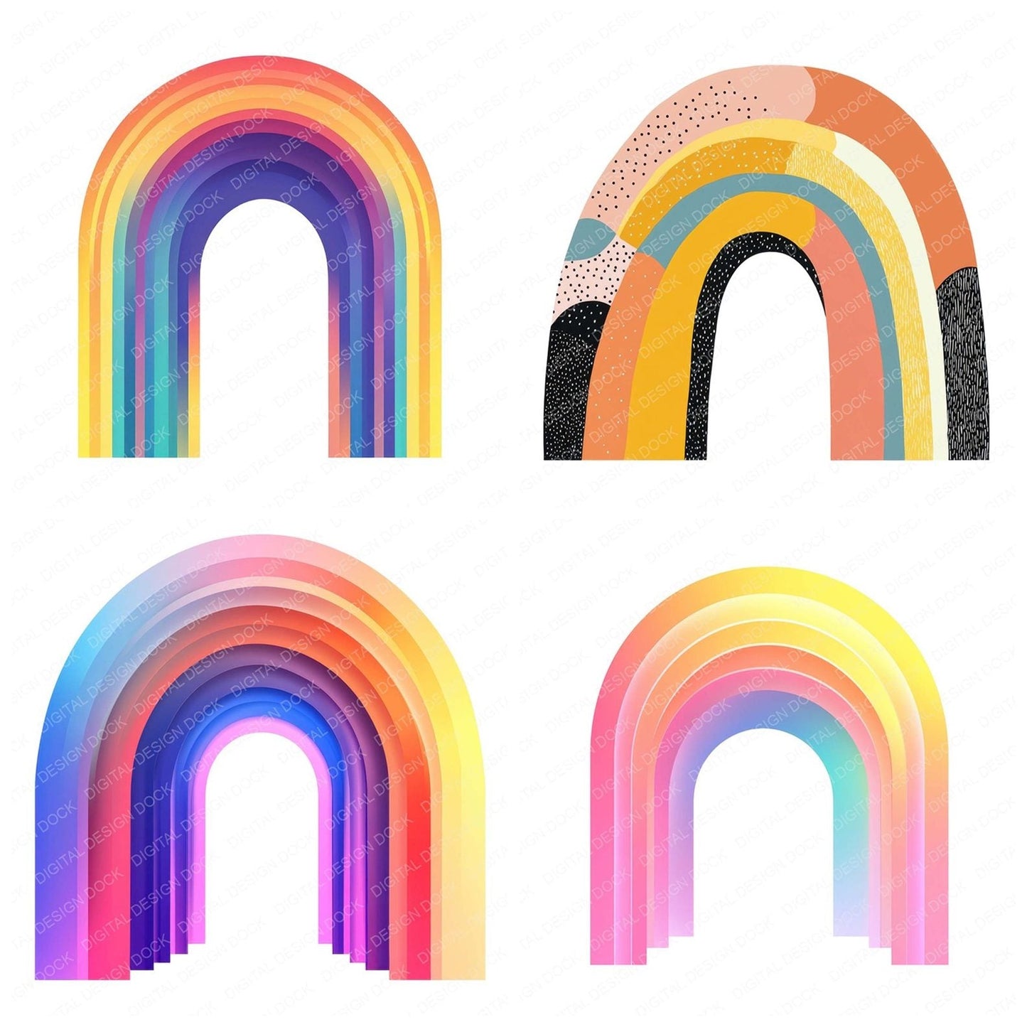 Modern Rainbow Arch Clipart Set (DDD006084)