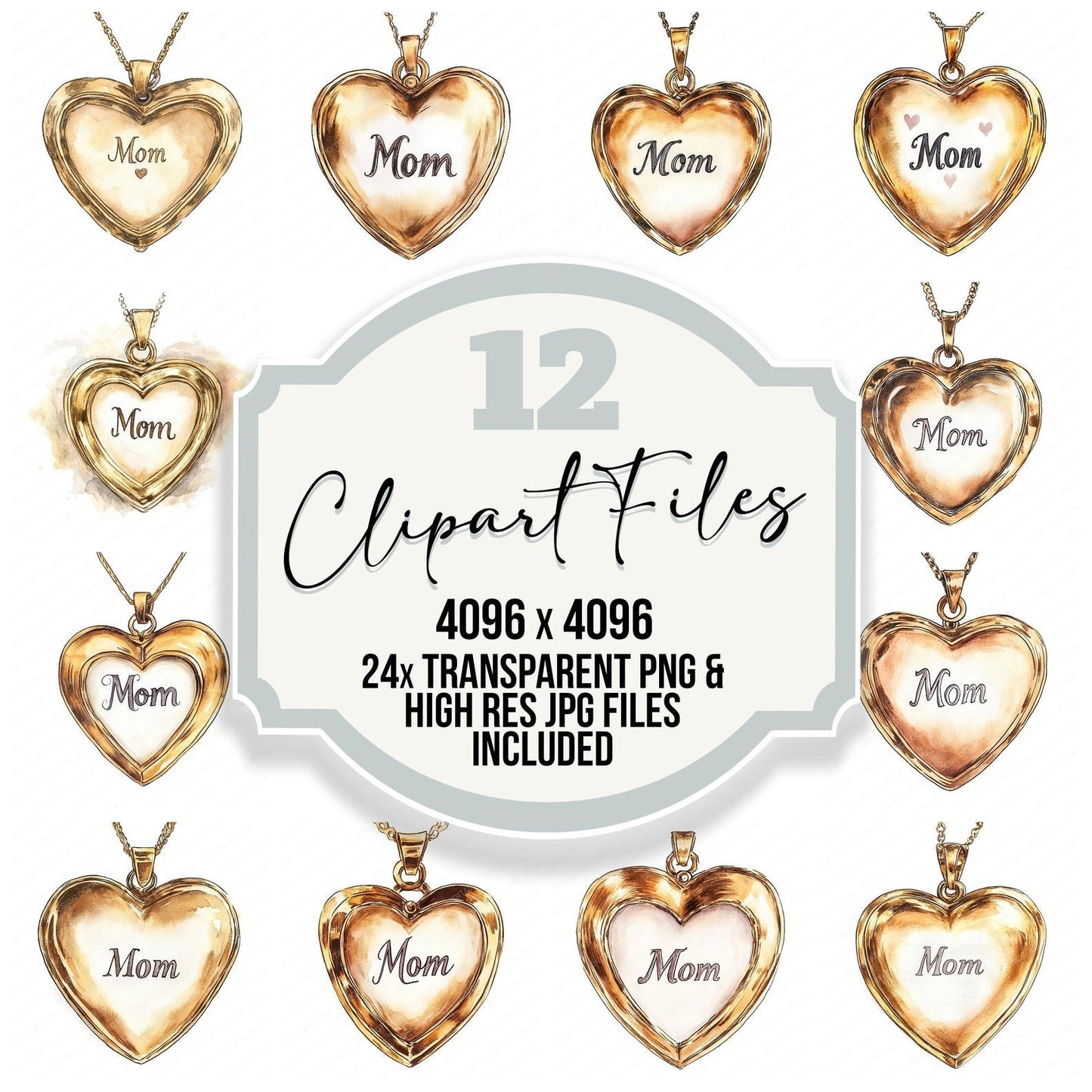 Mom Heart Shaped Locket Clipart Set (DDD006085)